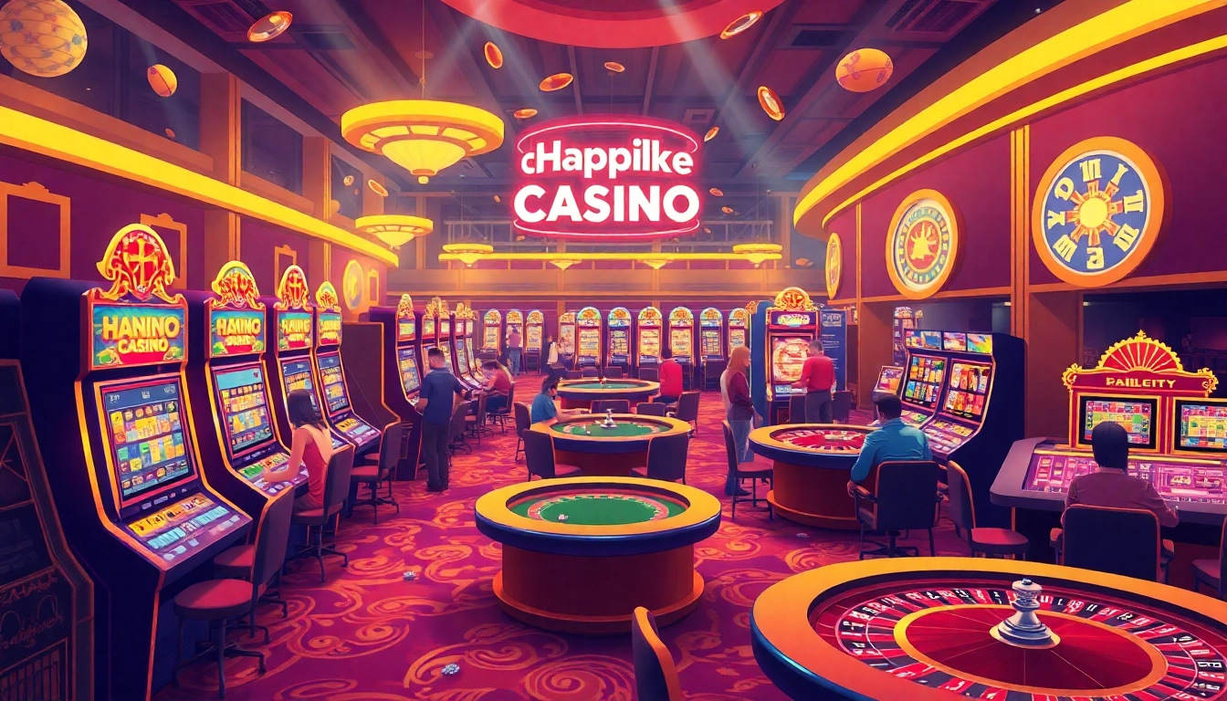 Experience the thrilling atmosphere of Happyluke Casino with vibrant games and engaged players.