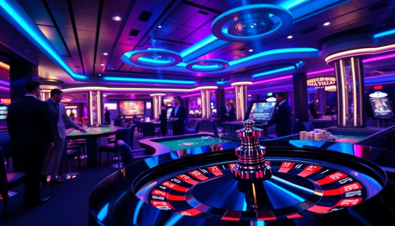 Discover the thrilling atmosphere of dark168's virtual casino with vibrant lighting and sleek designs.