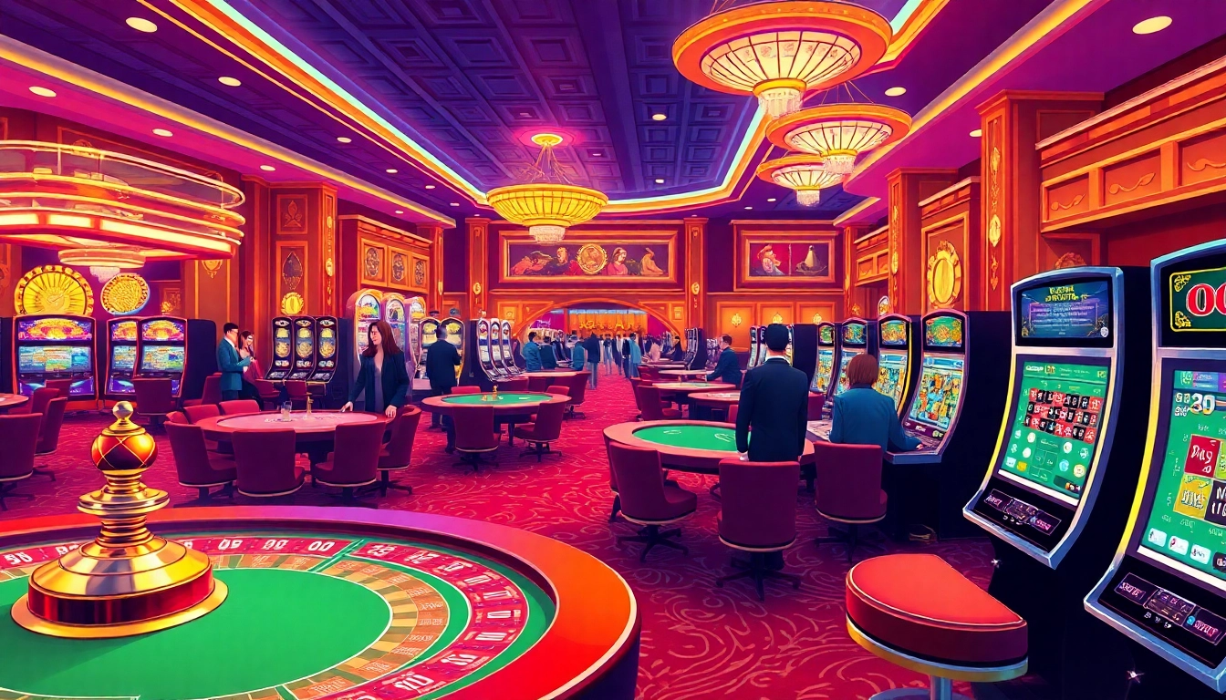 Experience exhilarating gaming at https://jun88casino.top/ with vibrant casino tables and players in action.