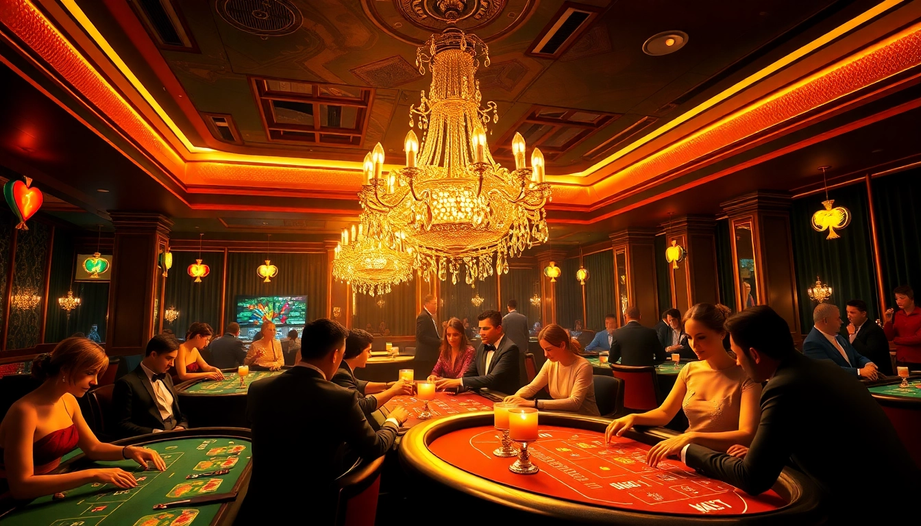 Experience the excitement at 789club.restaurant, where elegant patrons enjoy lively casino games in a luxurious atmosphere.