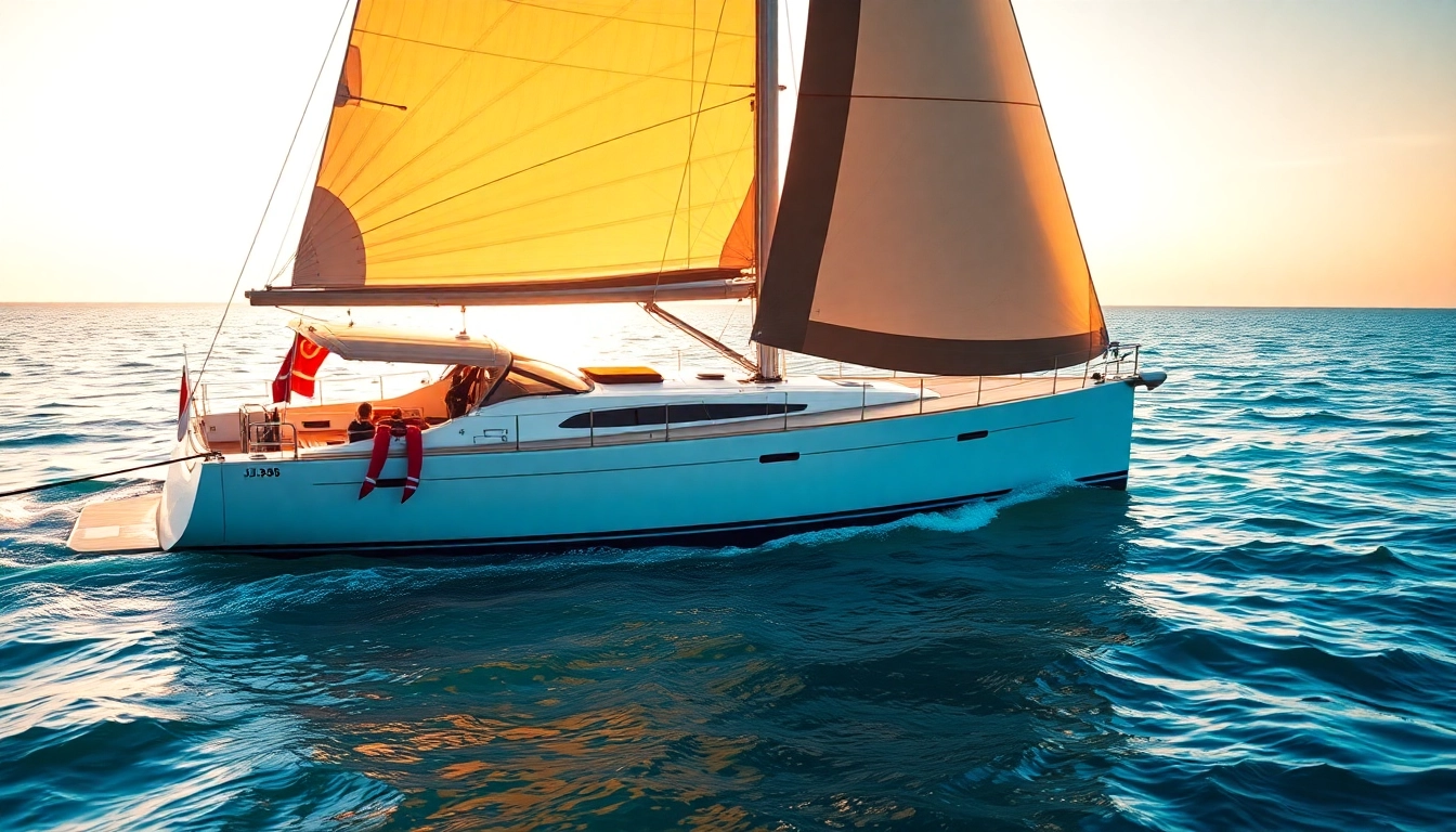 Experience the sleek performance of the J88 sailboat gliding across serene waters at sunset, showcasing its elegant design.