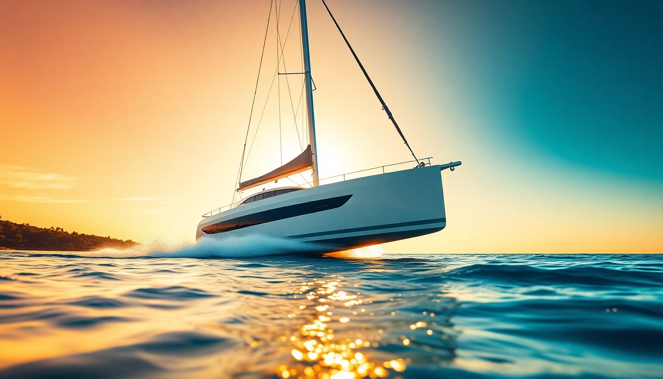 Experience the breathtaking J88 sailboat sailing smoothly over shimmering waters at sunset.