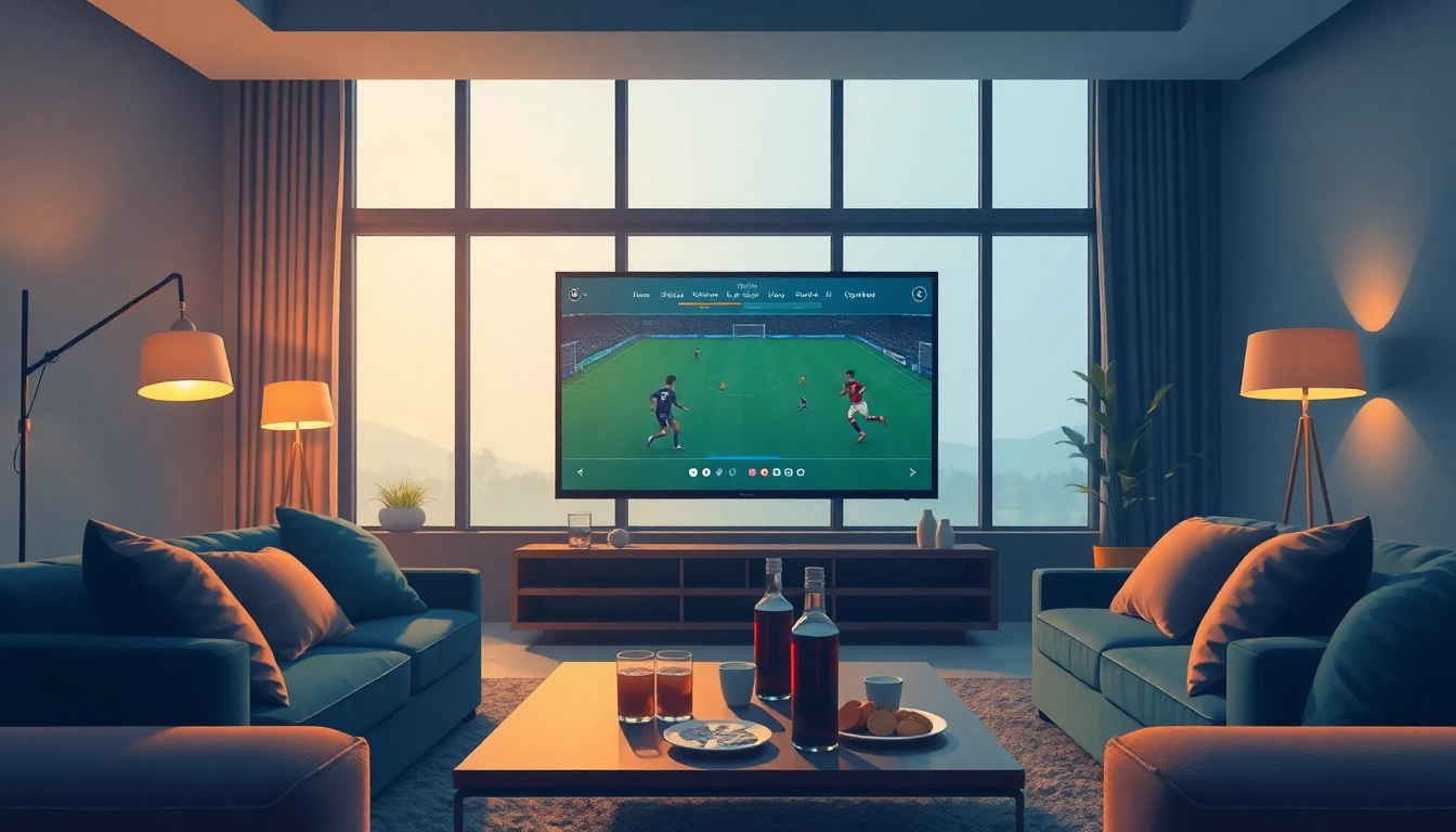 Enjoy watching soccer live from https://cakhiatvn.net with friends in a cozy living room setup.