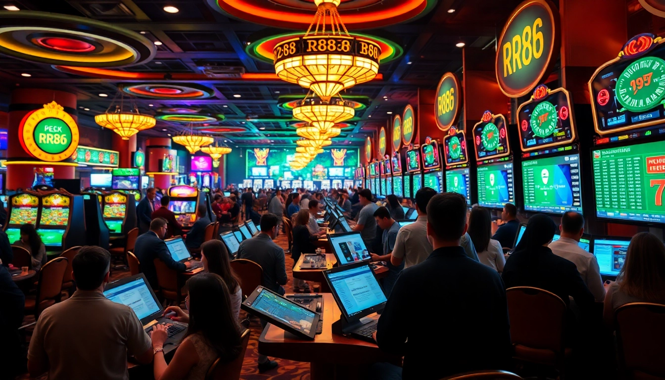 Experience the thrill of sports betting at RR88, where excitement meets winning potential in a bustling casino atmosphere.