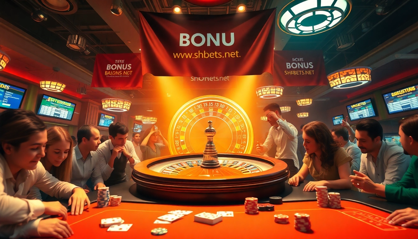 Exciting gameplay at shbets.net showcases players winning at the blackjack table in a vibrant casino.