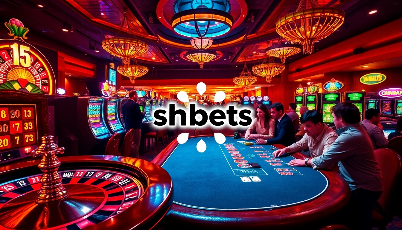 Experience the excitement of gambling at https://shbets.net/ with vibrant casino scenes showcasing roulette, poker, and slot machines.