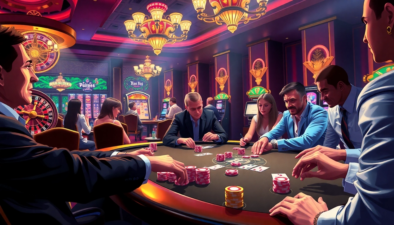 Experience the thrill at the poker table as players strategize their bets, featuring the rr88 link for exciting online access.