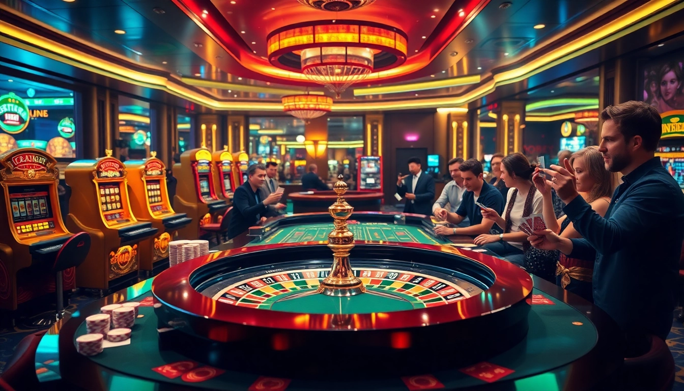 Players enjoying an engaging casino atmosphere at https://shbet.cruises/ with roulette, chips, and table games.