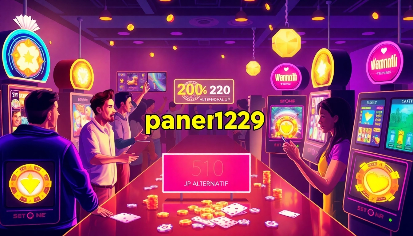 Experience the excitement of panen123 JP alternatif with diverse players enjoying vibrant slot machines.