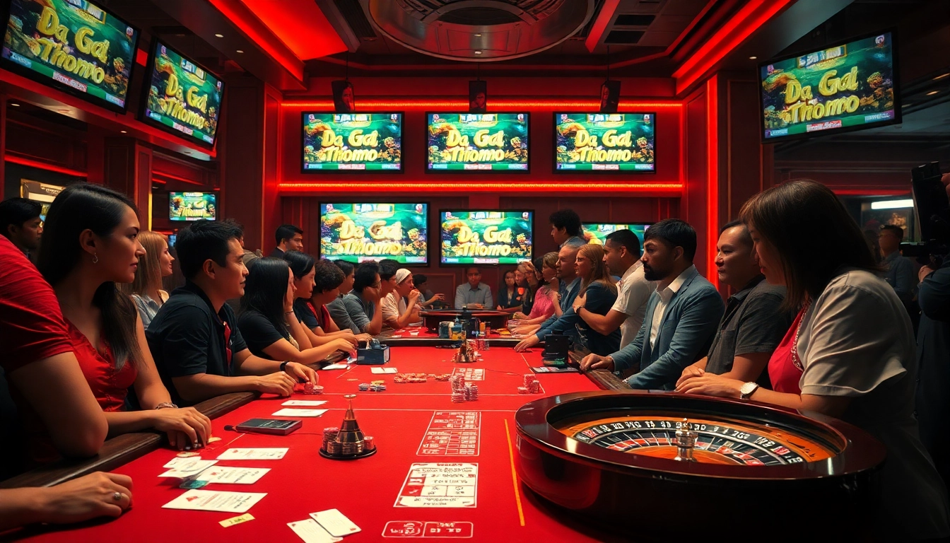 Exciting Da Ga Thomo betting scene at a vibrant casino with spectators.