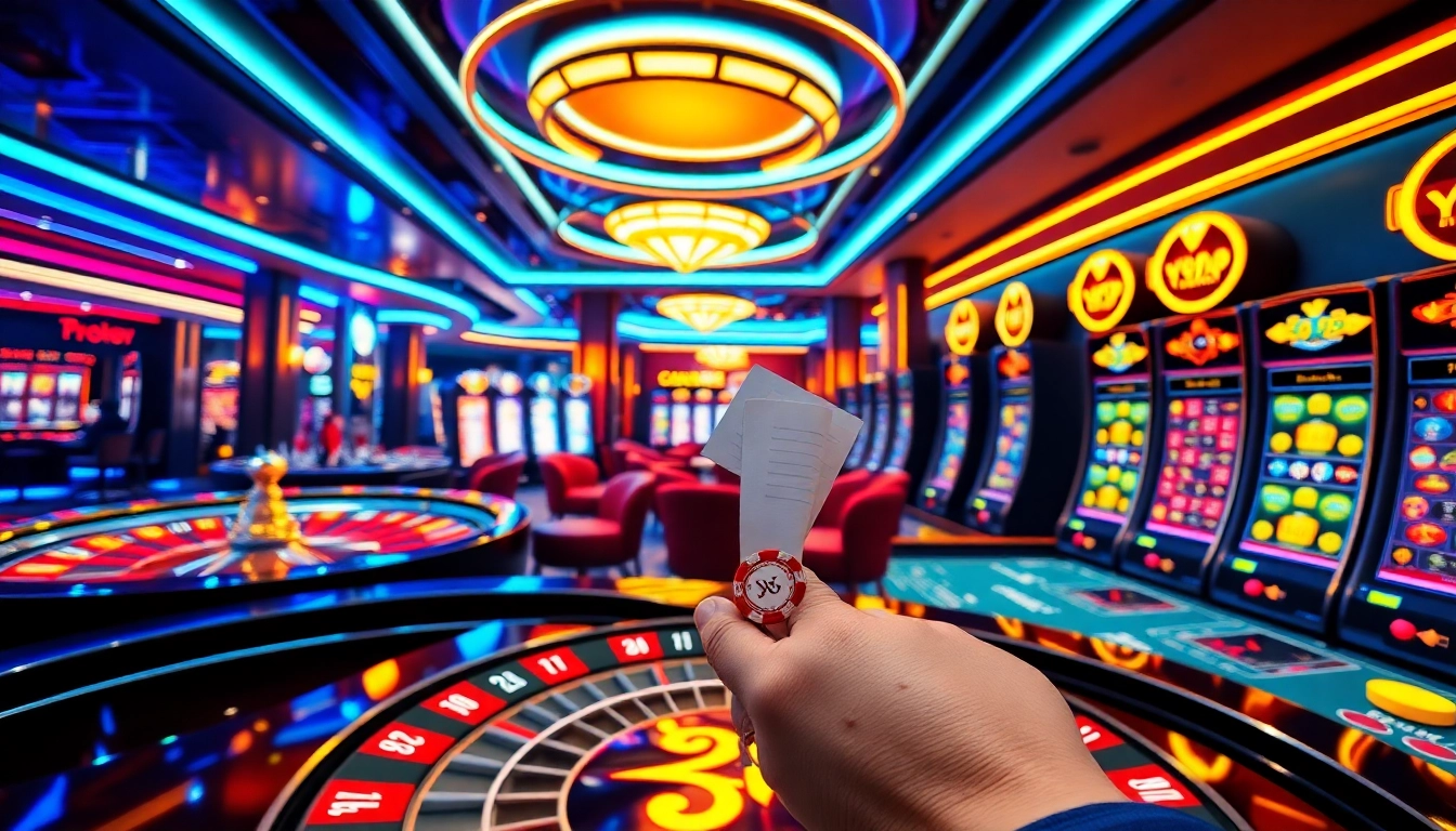 The Y999 Game demonstrates thrilling casino excitement with vibrant tables and players engaged in action.