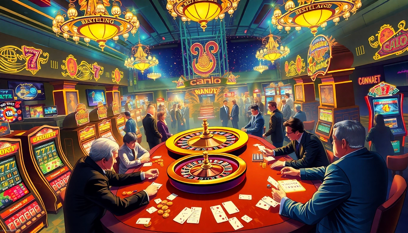 Experience the thrilling atmosphere of a casino with poker players and the allure of https://ketqua24.net/ for big wins.
